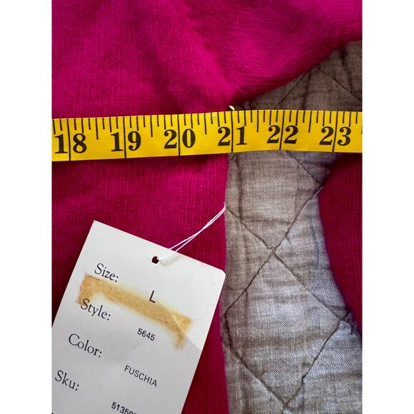 Macy's VTG Deadstock Pink Fushcia Lambswool Angora Cardigan Sweater Women Large - Picture 5 of 8